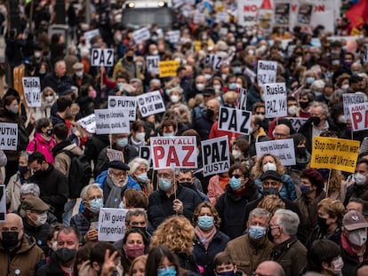 Manifestación contra la guerra en Ucrania, en Madrid, el 20 de marzo de 2022.
