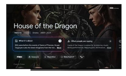 Recomendación de contenidos  en Google TV dando uso a Gemini