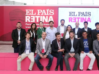 Representantes de las quince &lsquo;startups&rsquo; presentes en El Pa&iacute;s Retina. A la derecha, Allison Rohe, subdirectora del Venture Lab Accelerator del IE Business School.