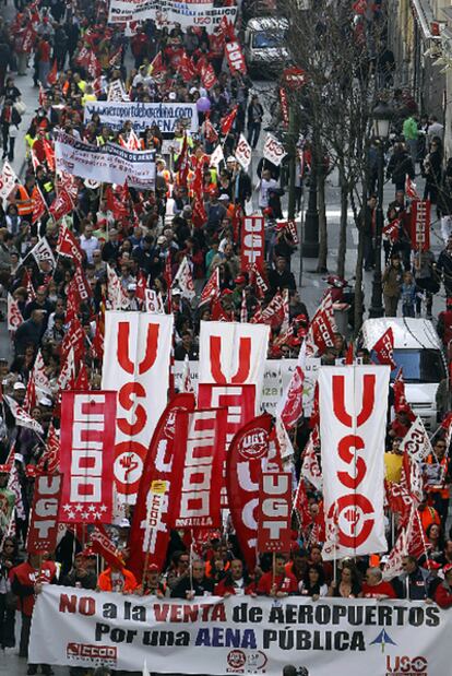 Manifestación de trabajadores de AENA en Madrid.