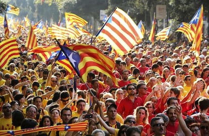 Un moment de la manifestació a Barcelona de l'última Diada.