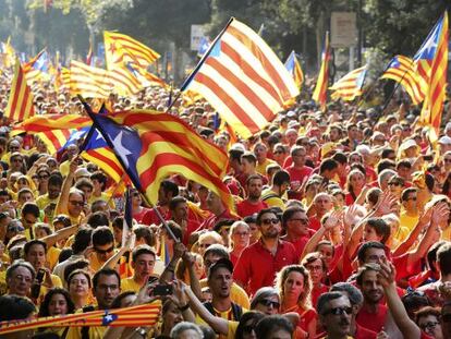 Un momento de la manifestación en Barcelona de la última Diada.