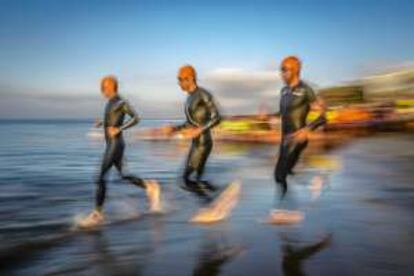 Participantes de la competición deportiva Iron Man en Lanzarote.