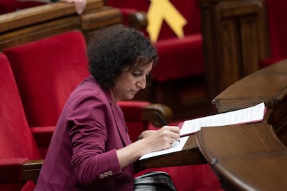 La consejera de Economía de la Generalitat, Alícia Romero, este miércoles en el Parlament.