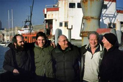 Desde la izquierda, Luis Tosar, Daniel Brühl, Clive Gordon, Peter Mullan y Paul Laverty.