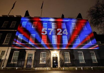 El 10 de Downing Street en la noche del Brexit.