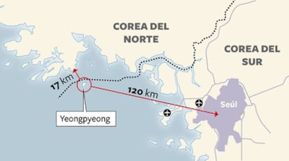 Lugar donde ha tenido lugar el ataque de Corea del Norte contra Corea del Sur