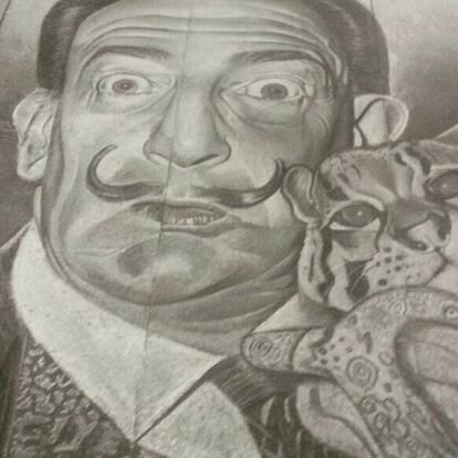 Retrato de Salvador Dalí realizado por Lidija Milacic en Sevilla.