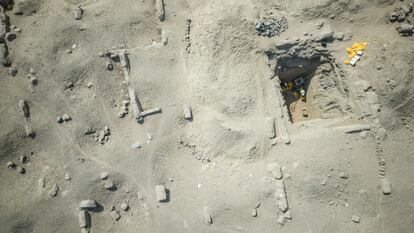 Vista aérea de la tumba en el sitio arqueológico de Macatón.