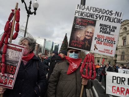 Protesta en defensa de las pensiones en Bilbao el pasado 21 de diciembre.