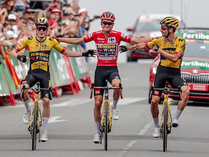 Vingegaard, Kuss y Roglic, los tres primeros de la Vuelta 2023.