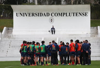 Entrenamiento de la selección española de rugby, el 14 de marzo de 2018.