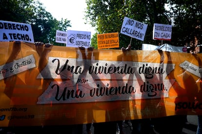 Un momento de la manifestacin por el derecho a la vivienda celebrada el 13 de octubre en Madrid.