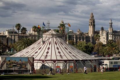 La carpa del Circ Raluy, al moll de la Fusta de Barcelona.