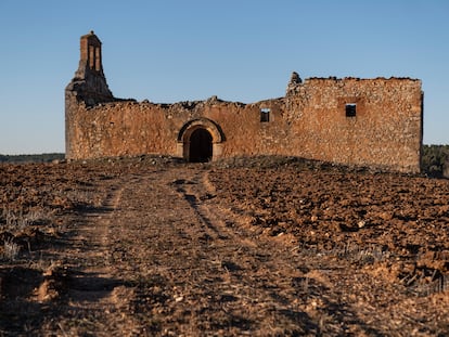 La ermita de San Lorenzo de Boós, templo expoliado en Soria, el pasado 6 de febrero.