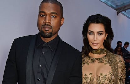 Kanye West y Kim Kardashian West, en la fiesta de los 100 años de 'Vogue'.