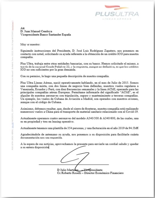 La carta al Banco Santander localizada por los agentes.