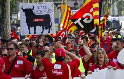 Protestas por el cierre de la f&aacute;brica de Derbi. 