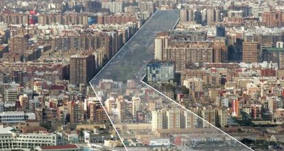 Zona de El Cabanyal afectada por el plan de derribos para prolongar la avenida de Blasco Ibáñez.