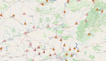 Obras en el mapa oficial de la DGT