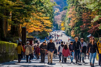 Turistas en el templo de Nikkō Tōshō-gū.