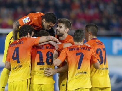 Los jugadores del Barça celebran un gol.