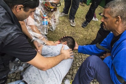 Ferido durante protesto em Curitiba.