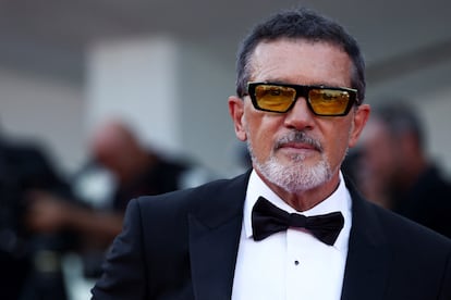 Banderas, en la entrada a la sesión de gala de 'Babygirl' el viernes por la tarde.