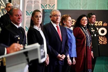 López Obrador durante la inauguración de la exposición ‘La Grandeza de México’, en el Museo Nacional de Antropología.