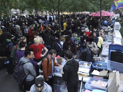 Campamento en el parque Zucotti de Nueva York.