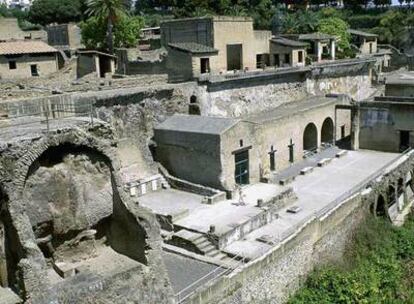 Las ruinas de la antigua ciudad romana de Herculano, en Campania (Italia).