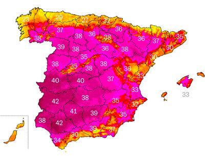 Canarias se libra de la ola de calor mientras la Península encara una semana de ascensos térmicos hacia los 46°