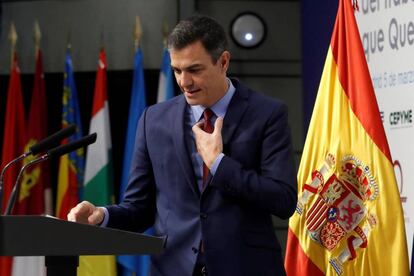 El presidente del Gobierno, Pedro Sánchez, ayer durante un acto en Madrid.