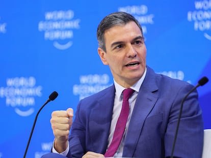 Spain's Prime Minister Pedro Sanchez speaks at a Special Address, during the 54th annual meeting of the World Economic Forum, in Davos, Switzerland, January 17, 2024. REUTERS/Denis Balibouse