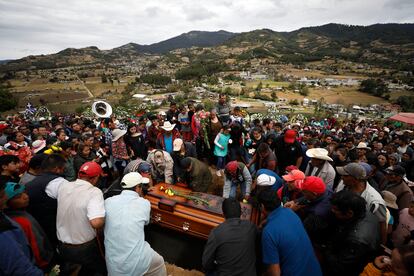 Funeral del activista Homero Gómez González dos semanas después de su desaparición el 13 de enero del 2020, en Ocampo, Michoacán ( México). El 31 de enero de 2020.