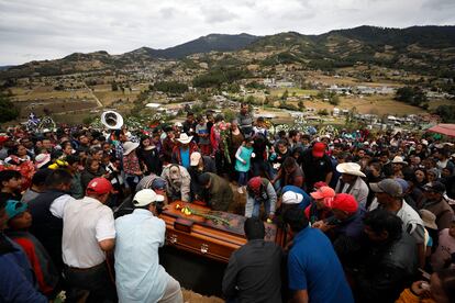 Funeral of activist Homero Gómez González two weeks after his disappearance on January 13, 2020, in Ocampo, Michoacán (Mexico). On January 31, 2020.