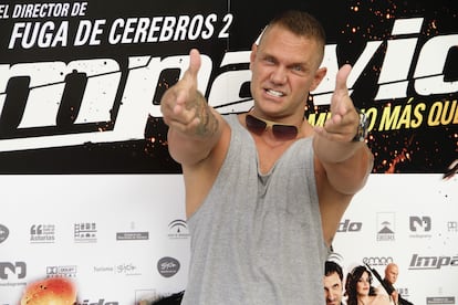 El actor Nacho Vidal posa hoy para los medios gráficos durante la presentación de la película 'Impávido', en 2012.