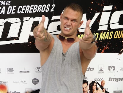 El actor Nacho Vidal posa hoy para los medios gráficos durante la presentación de la película 'Impávido', en 2012.