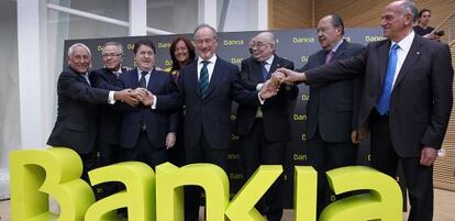 Consejeros de Bankia, encabezados por Rodrigo Rato.