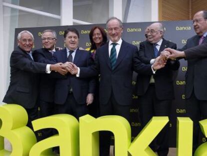 Consejeros de Bankia, encabezados por Rodrigo Rato.