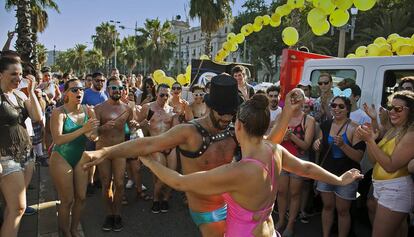 Participantes en el Pride Barcelona, este sábado por la tarde