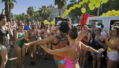 Participantes en el Pride Barcelona, este sábado por la tarde