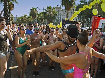 Participantes en el Pride Barcelona, este sábado por la tarde