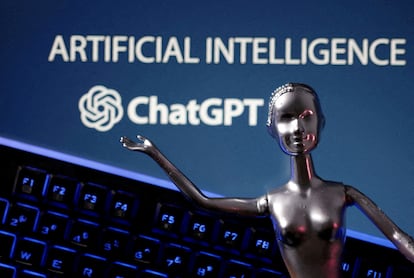 ChatGPT logo and AI Artificial Intelligence words