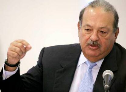 Carlos Slim, durante la conferencia de prensa el pasado lunes en México.