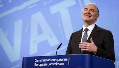 El comisario europeo de Asuntos Econ&oacute;micos y Financieros, Pierre Moscovici, este jueves en Bruselas.