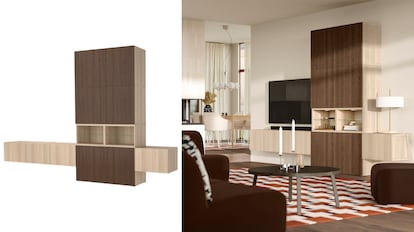 Estos muebles de salón de Ikea se caracterizan por tener mucho almacenaje.