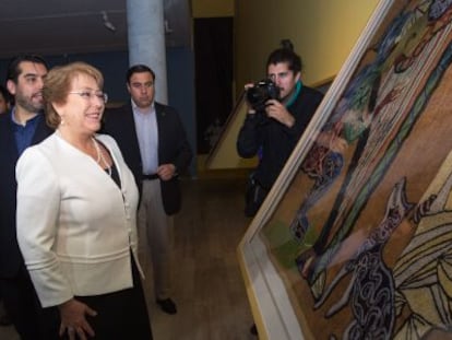 La presidenta chilena Michelle Bachelet, en la inauguración del Museo Violeta Parra.