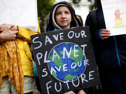 Manifestación contra el cambio climático en Londres, Reino Unido, en 2019.