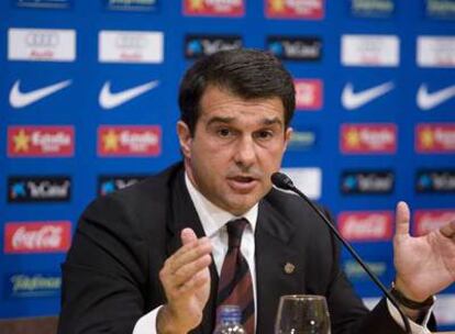 Joan Laporta, ayer en su conferencia de prensa.